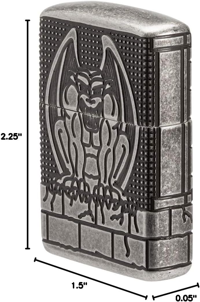 Zippo MultiCut Gargoyle Armor Antique Silver Pocket Lighter, One Size