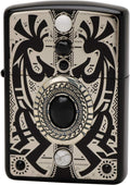 Zippo Armor Case Kokopelli Onyx Howlite Both Sides Etching Ion Black Japan Limited