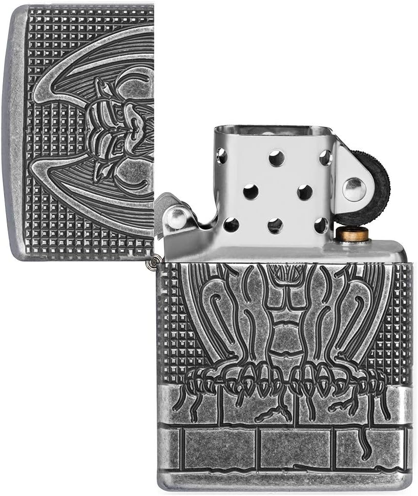 Zippo MultiCut Gargoyle Armor Antique Silver Pocket Lighter, One Size